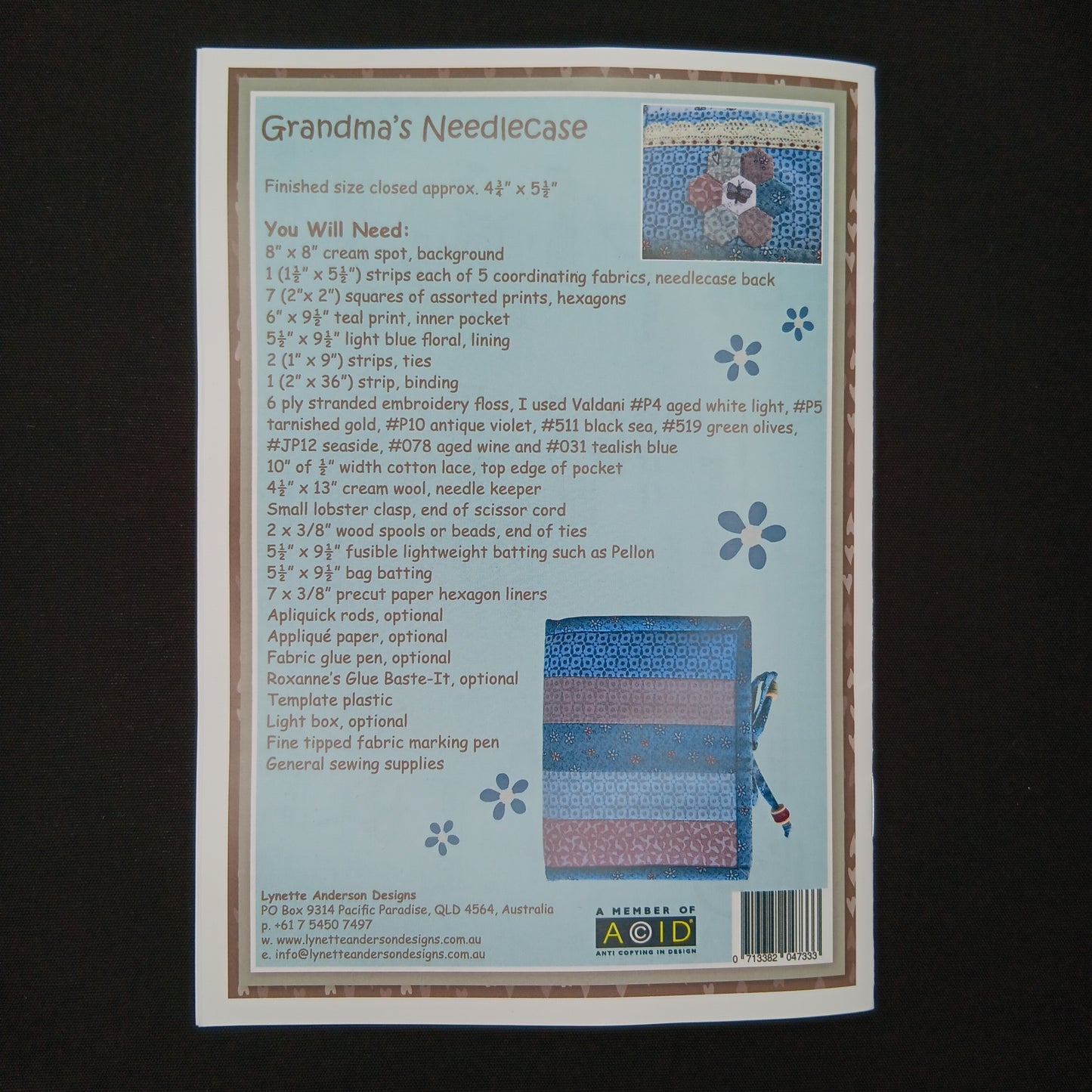 Lynette Anderson Designs - Grandma's Needlecase Pattern