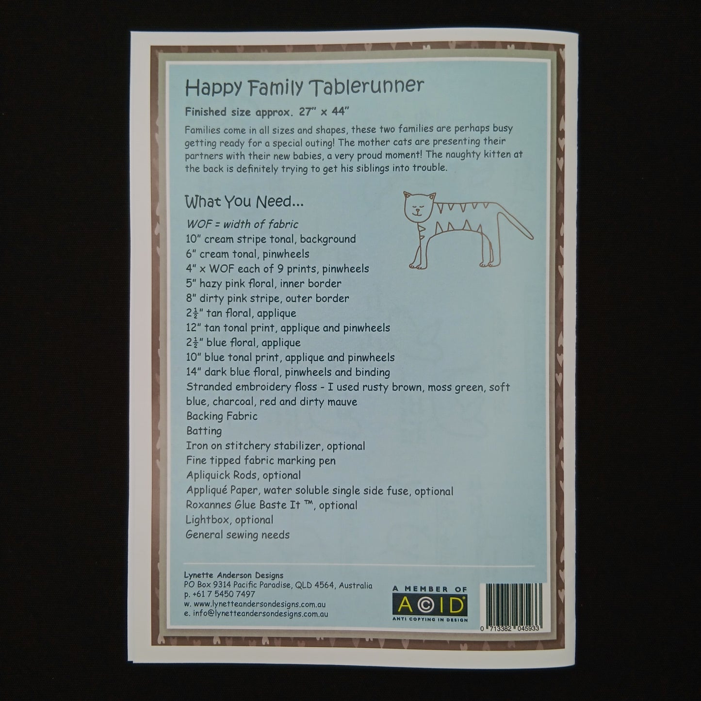 Lynette Anderson Designs - Happy Family Tablerunner Pattern