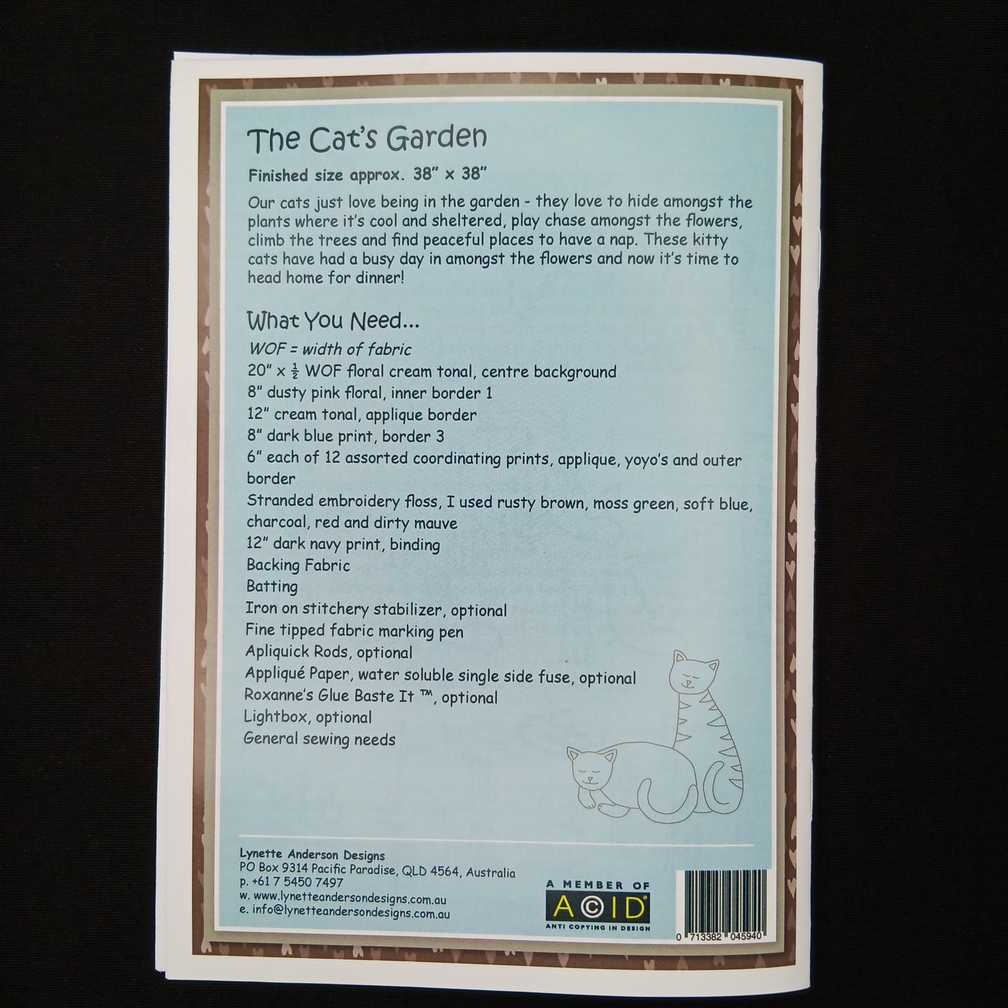 Lynette Anderson Designs - The Cat's Garden Pattern