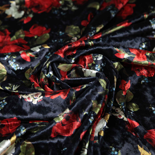 Red Roses - Printed Stretch Velvet