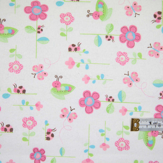 Printed Cotton Wincyette - Flowers & Bugs
