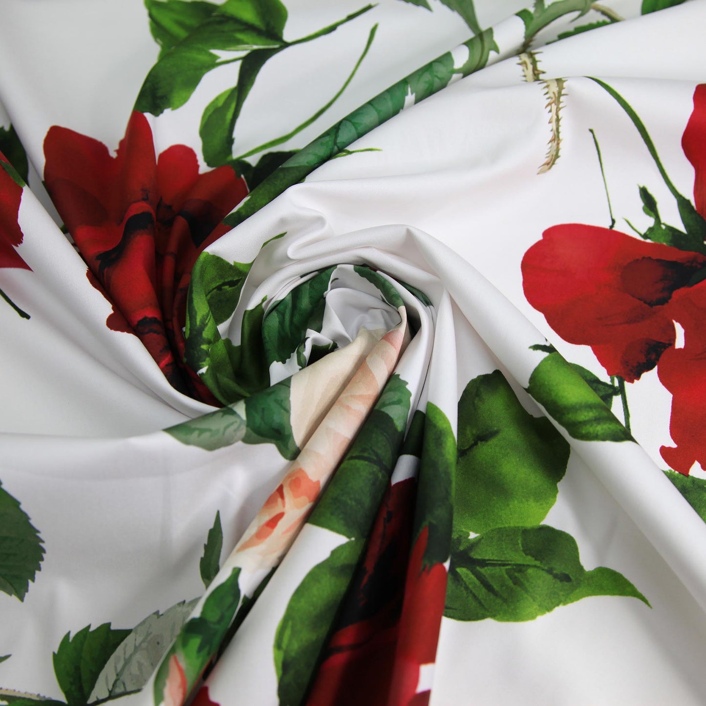 Cotton Sateen - Super Large Red Roses