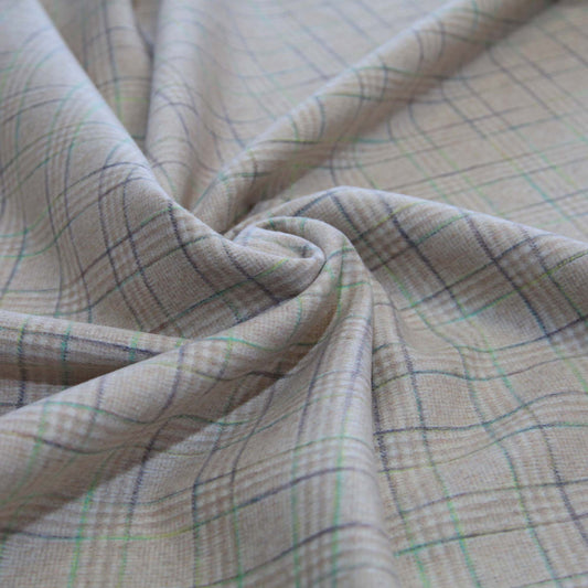 Heavy Wool Viscose - Beige Grey Lime