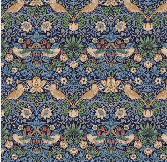 Morris & Co - Strawberry Thief - Navy - Backer