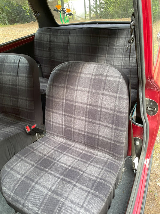 Black & Grey Tartan - Classic Mini Front Seat Covers