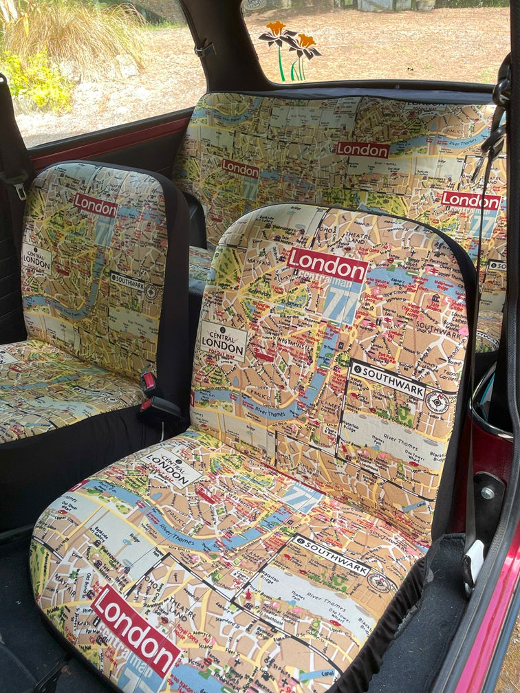 London A-Z Map Front & Back Seat Covers
