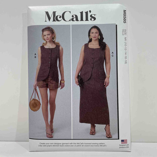 S8585 Misses and Womens Top, Shorts and Skirt