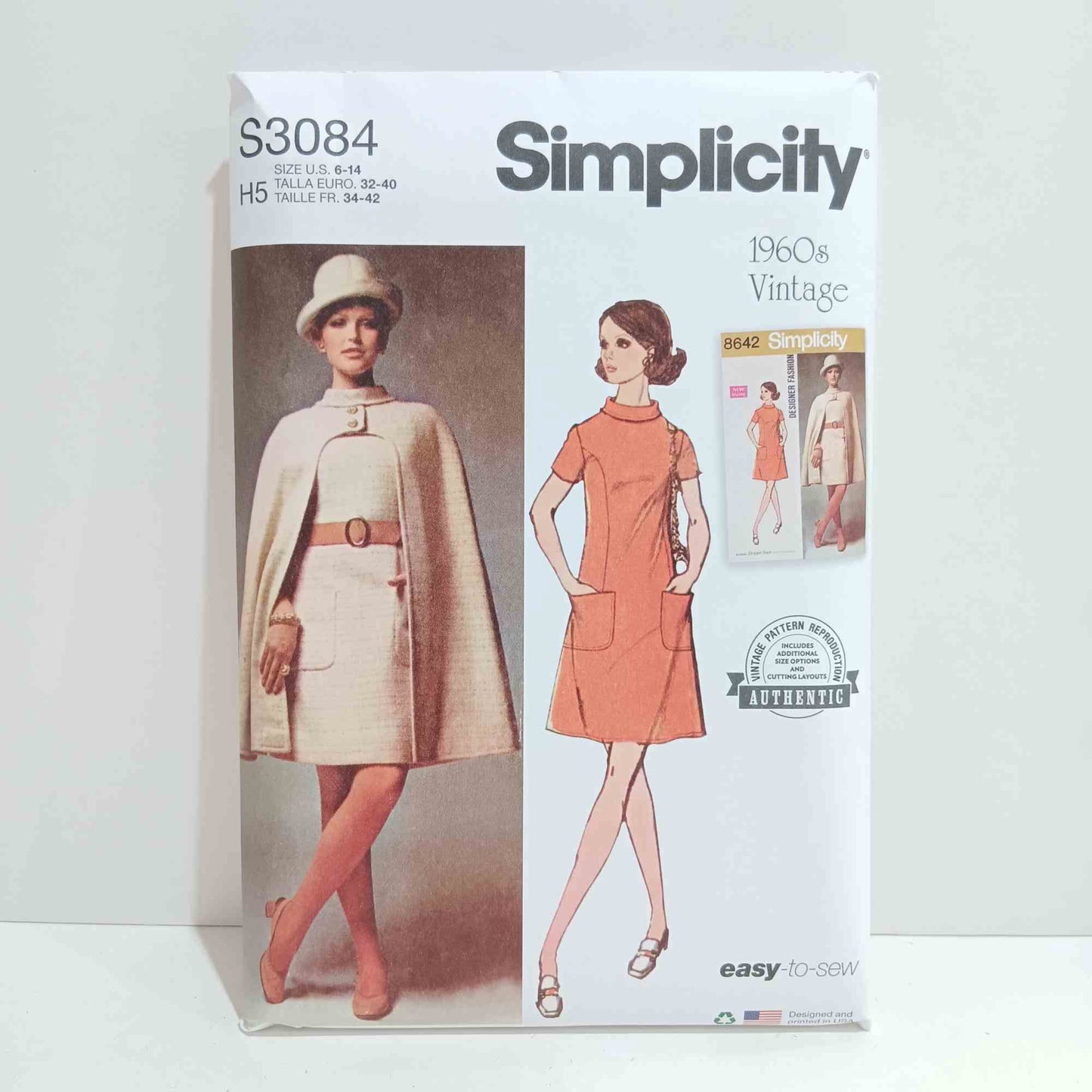 S3084 Misses Vintage Cape and Dress