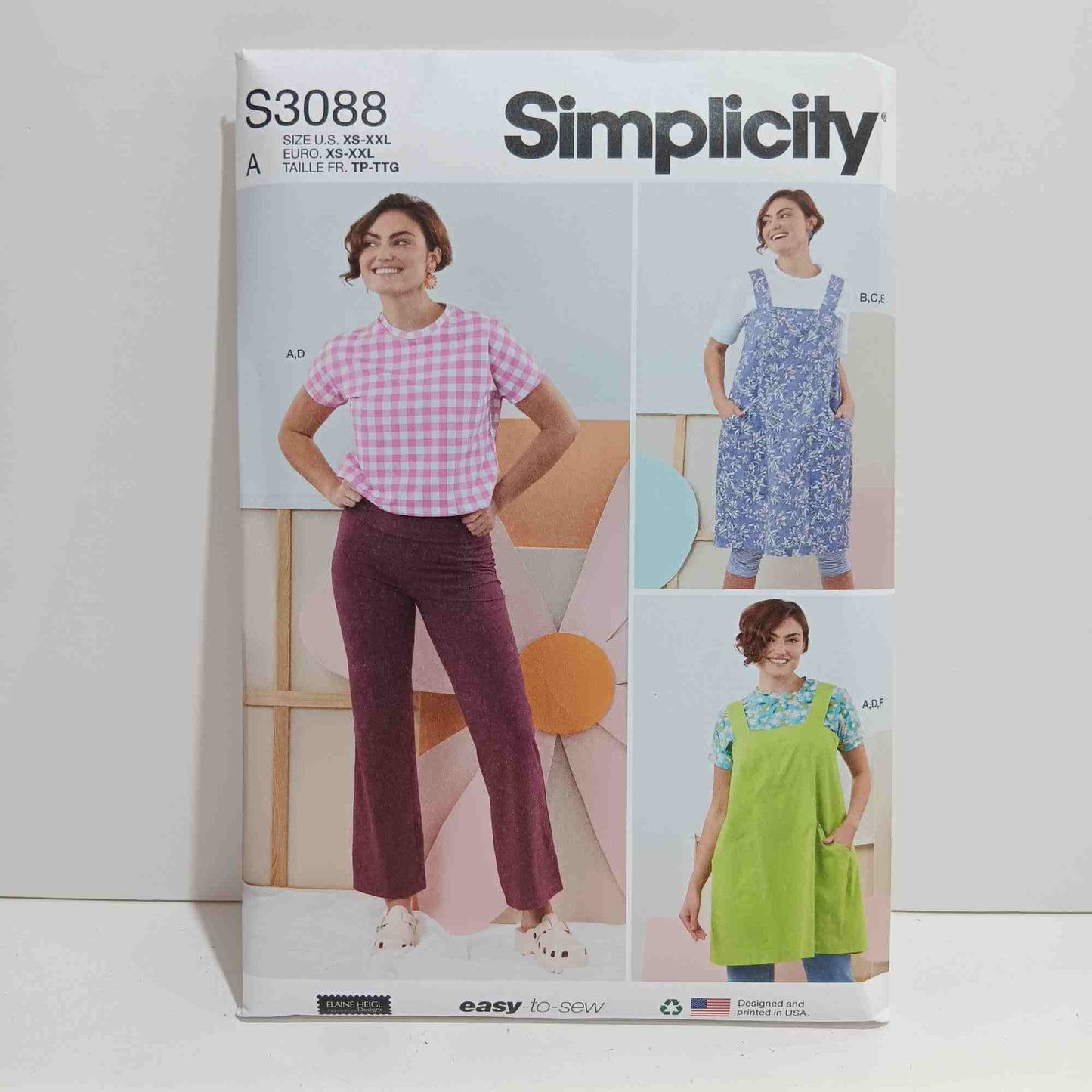 S3088 Misses Tops, Pants and Apron Dresses