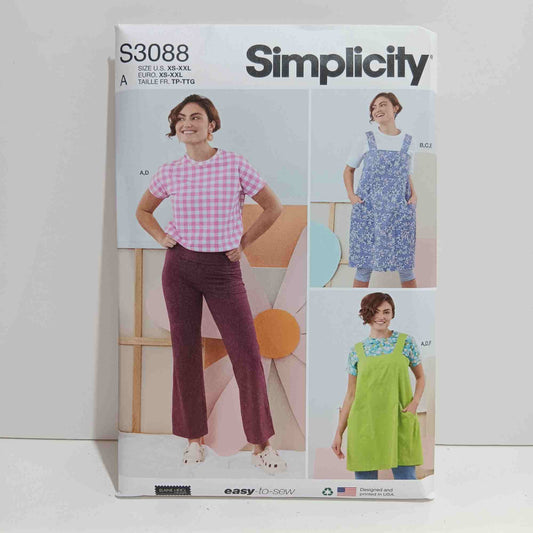 S3088 Misses Tops, Pants and Apron Dresses