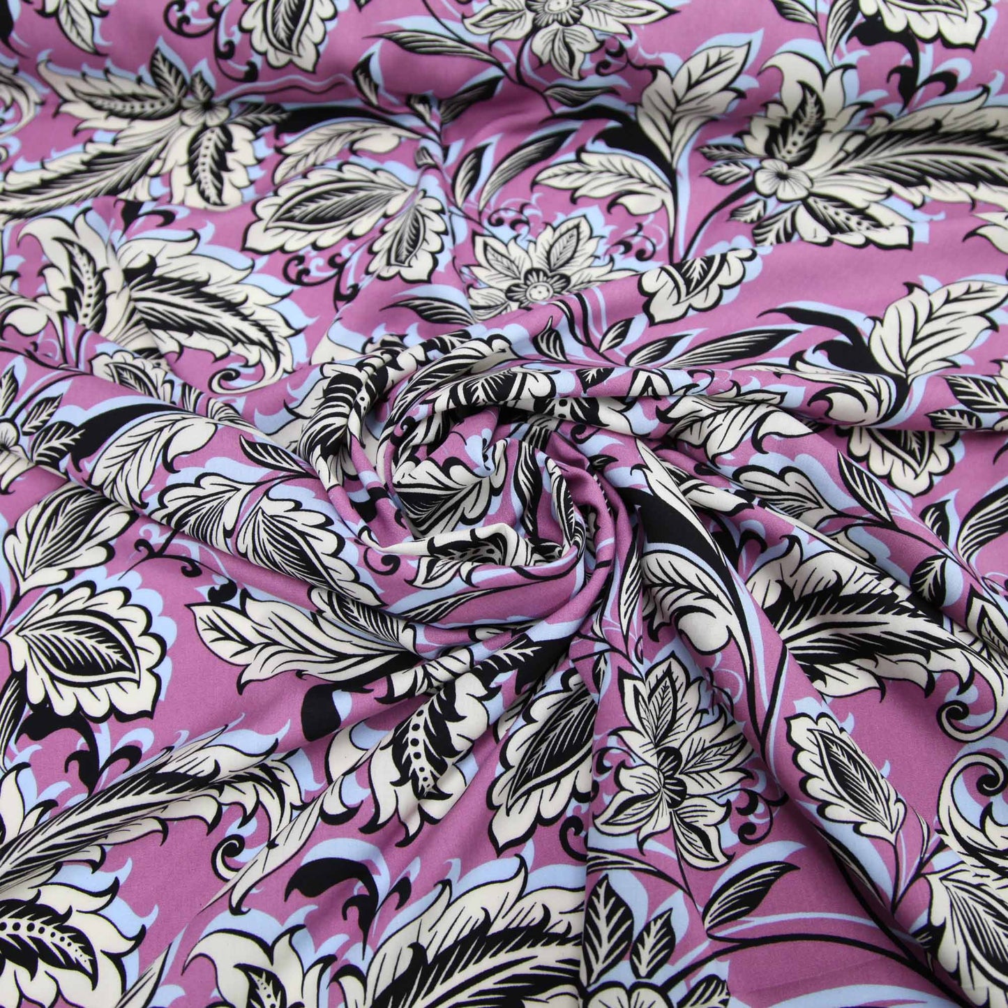 Roscoe Printed Rayon fabric - Pink/Blue