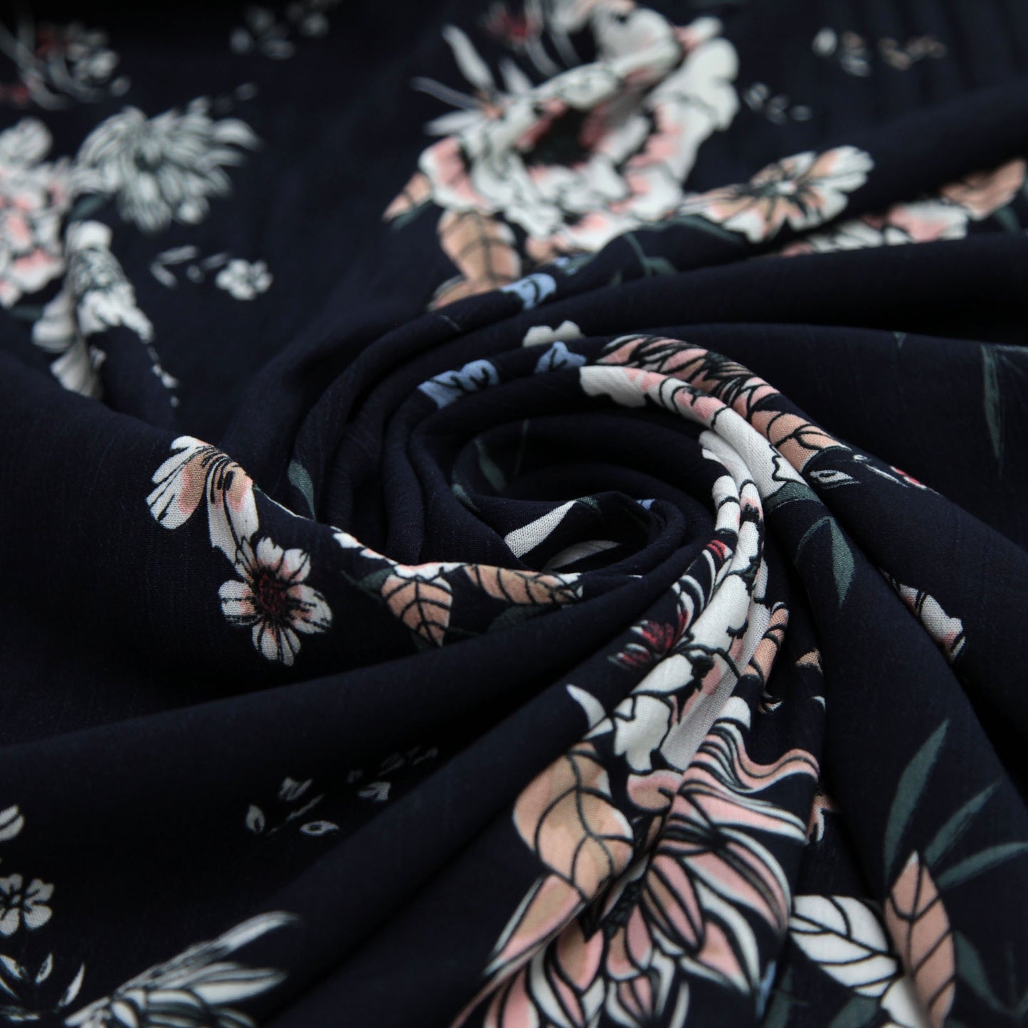 Printed Rayon Floral - Navy