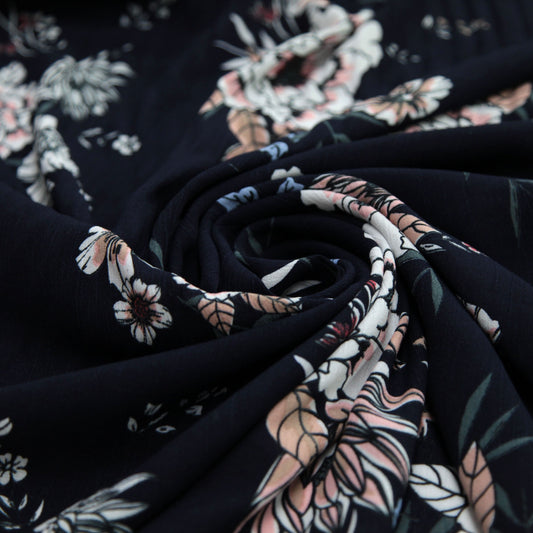 Printed Rayon Floral - Navy