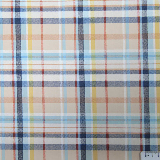 Iva - Cotton Fabric Peach/Blue