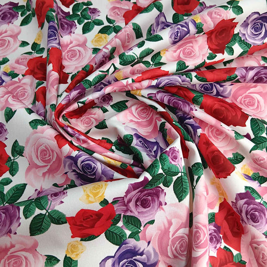 Cotton Sateen - Multi Roses