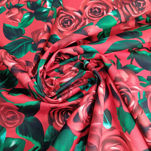 Cotton Sateen - Red Roses