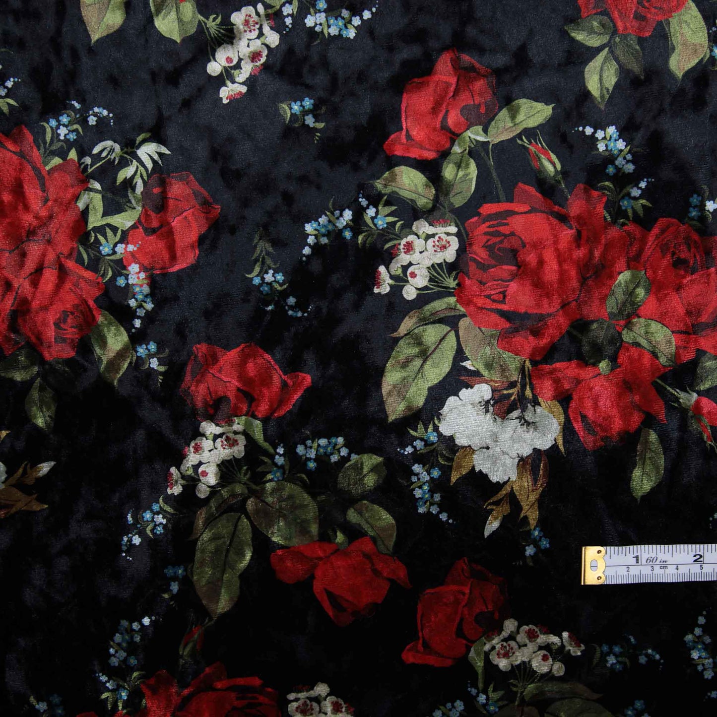 Red Roses - Printed Stretch Velvet
