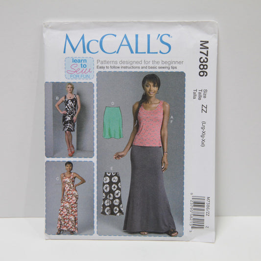 M7386 Misses Top, Dresses and Skirts