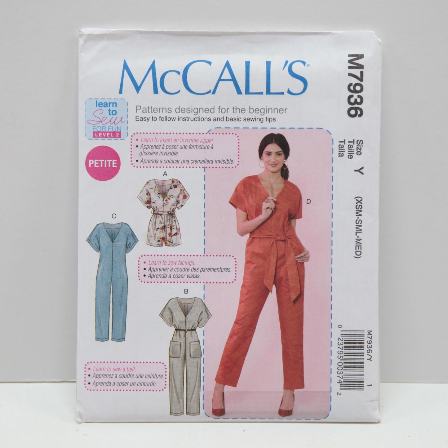 M7936 Misses Romper, Jumpsuit and Belt