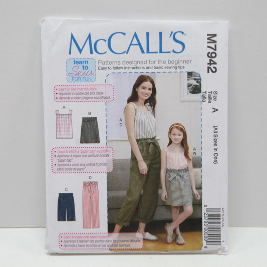 M7942 Girls Tops, Skirt, Shorts and Pants