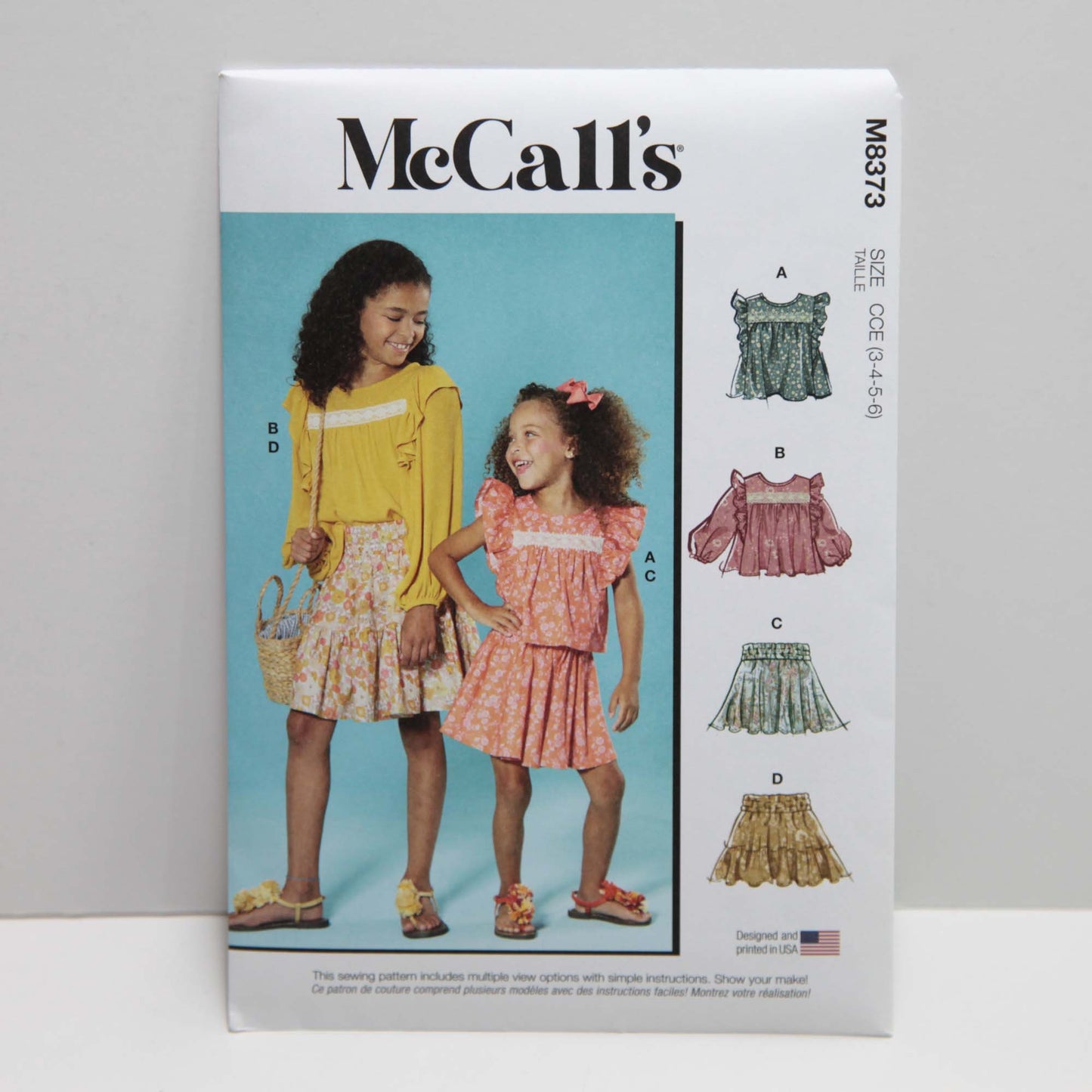 M8373 Children's and Girls Top and Skirts