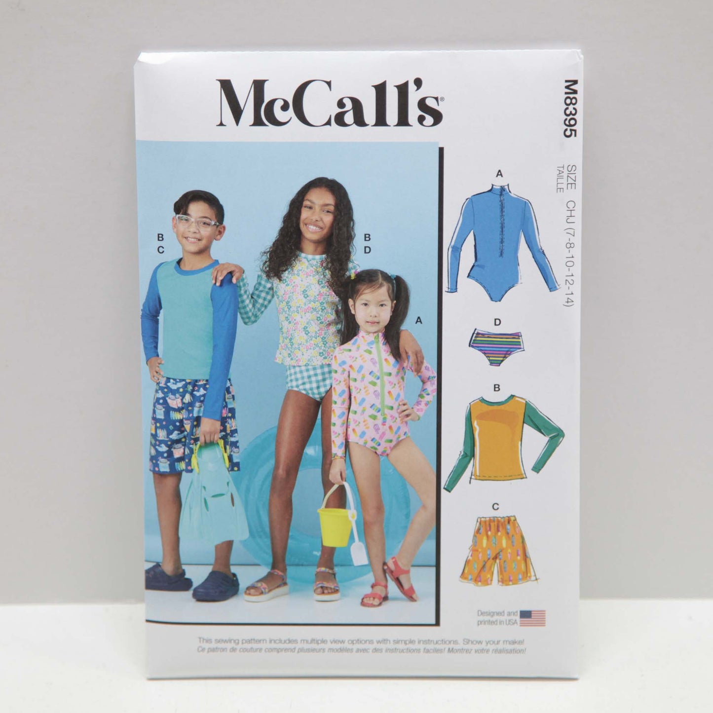 M8395 Children's Bodysuit, Top, Shorts and Bikini