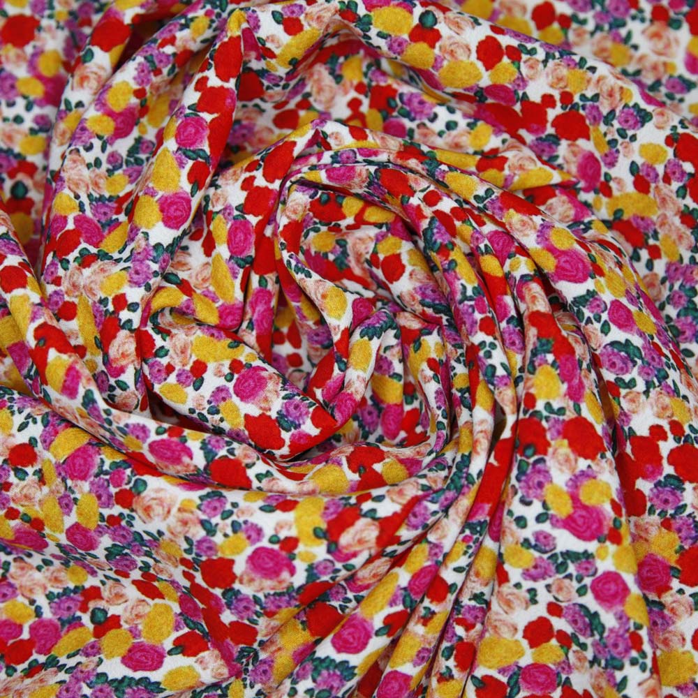 Printed Viscose Rayon - Pink/Red Brights