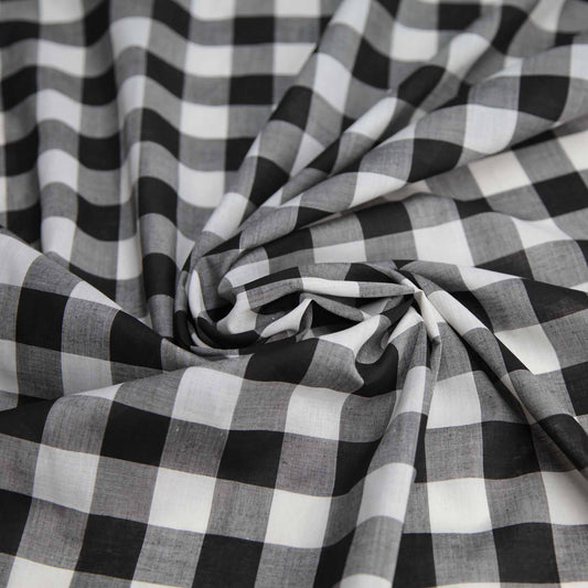 Gingham Polycotton - Black 1"