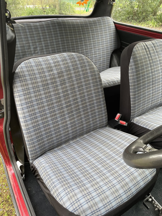 Blue Grey Tartan Front & Back Seat Covers