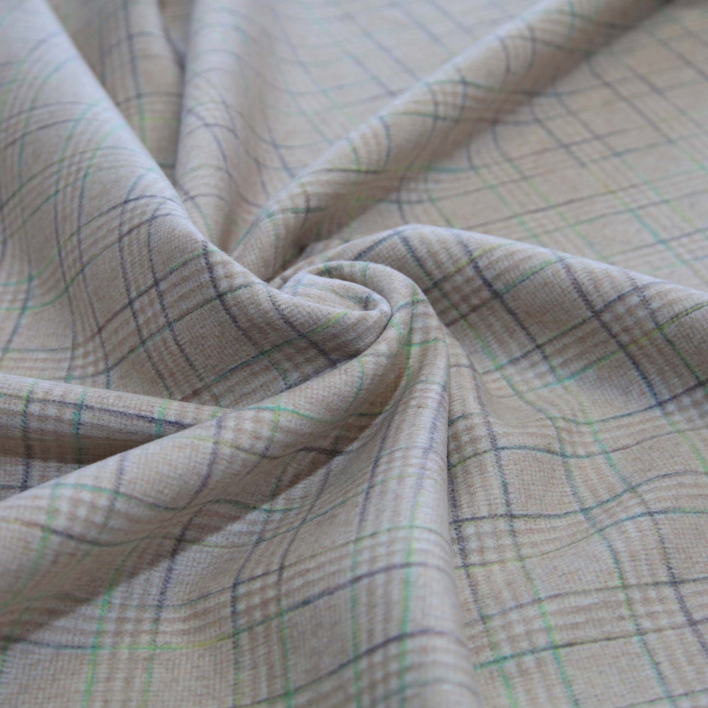 Heavy Wool Viscose - Beige Grey Lime