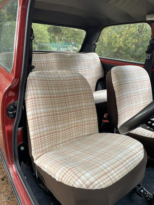 Light Orange Tartan - Front & Back Seat Covers