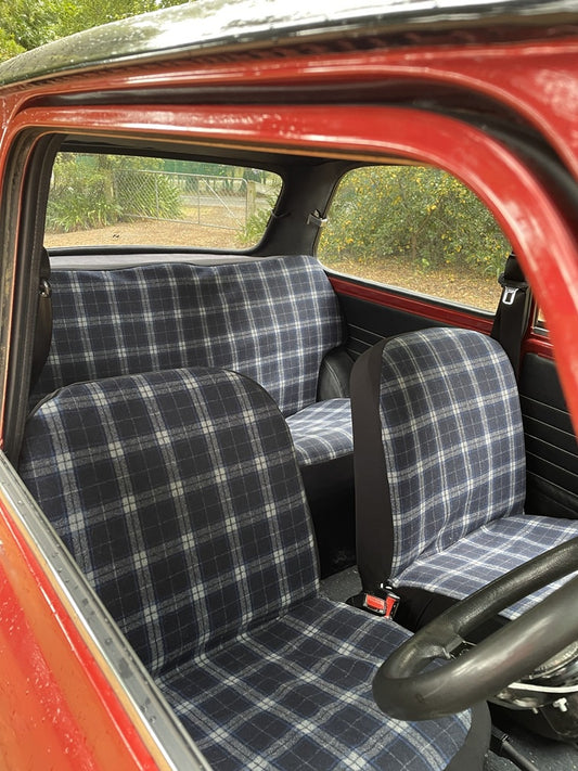 Black Blue Tartan - Classic Mini Front Seat Covers