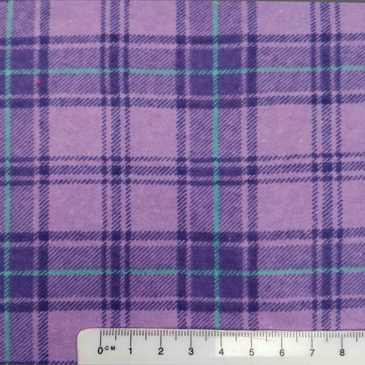 Printed Cotton Wincyette - Purple Check