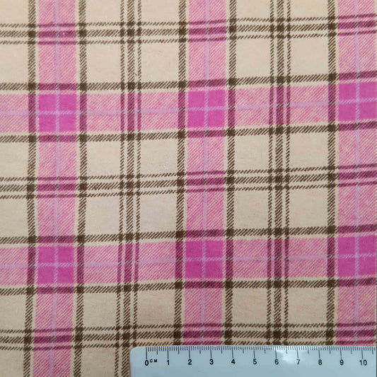 Printed Cotton Wincyette - Pink Check