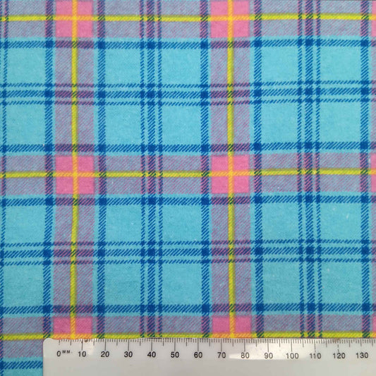 Printed Cotton Wincyette - Blue Check