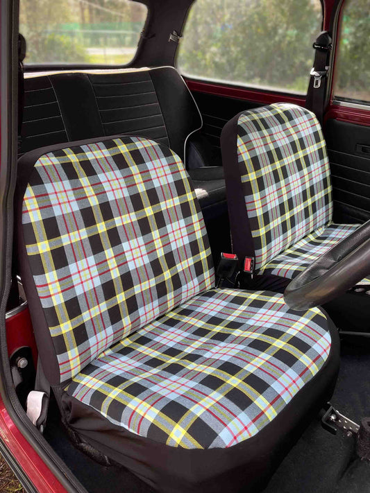 Blue, Red & Yellow Tartan - Classic Mini Front Seat Covers