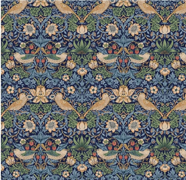 Morris & Co - Strawberry Thief - Navy - Backer