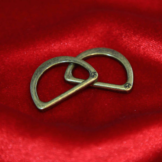 Flat D-rings 1" Metal - Antique Brass