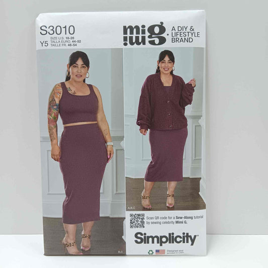 S3010 Misses Knit Cardigan, Tank Top and Skirt