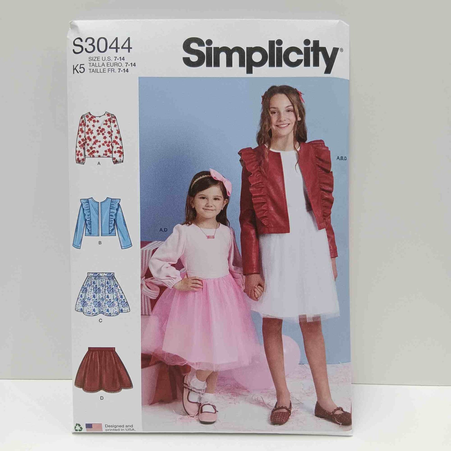 S3044 Childrens and Girls Skirt, Jacket and Top