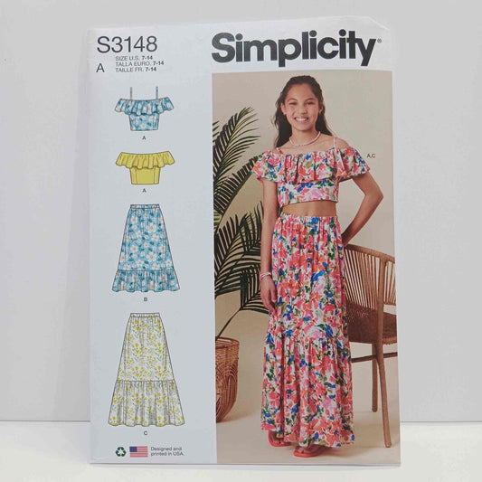 S3148 Girls Top and Skirt