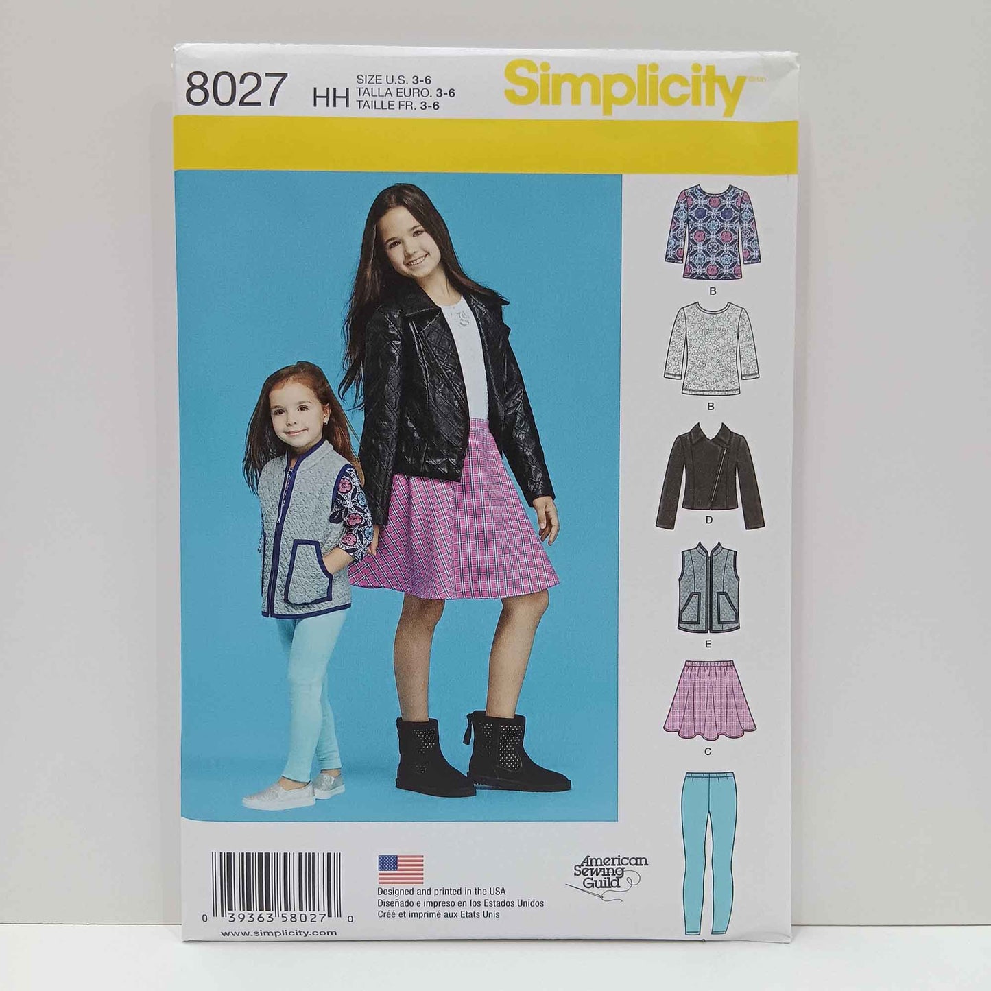 S8027 Girls Jacket, Vest, Skirt and Top