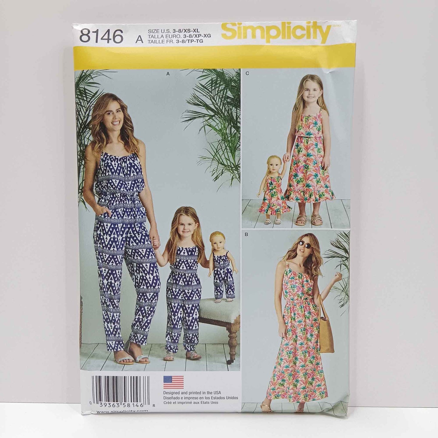 S8146 Doll, Childs and Misses Jumpsuit