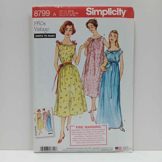 S8799 Misses Vintage Nightgowns