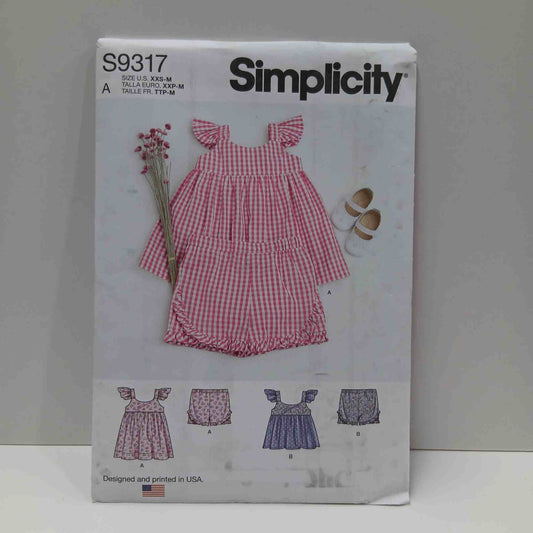 S9317 Babies Dress, Top and Shorts