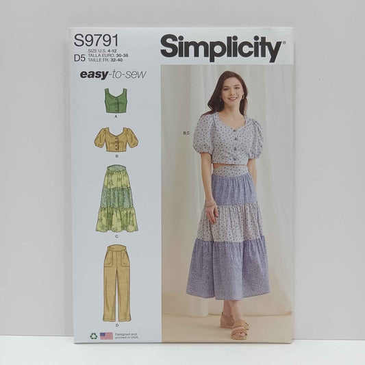 S9791 Misses Tops, Skirt and Pants