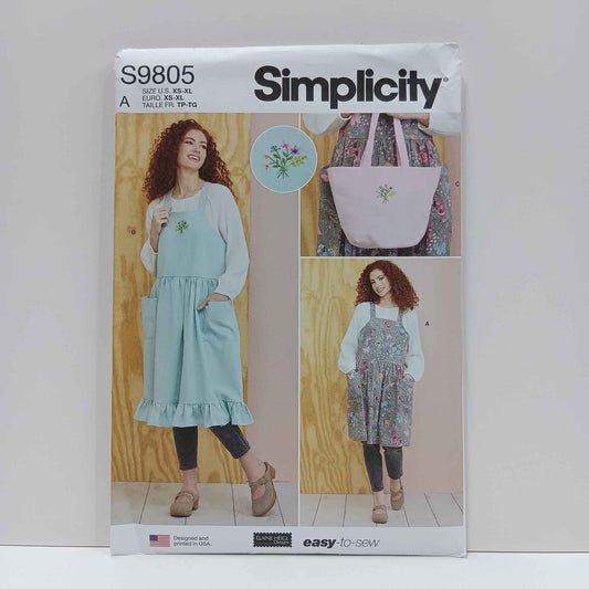 S9805 Misses Pinafore Apron and Tote