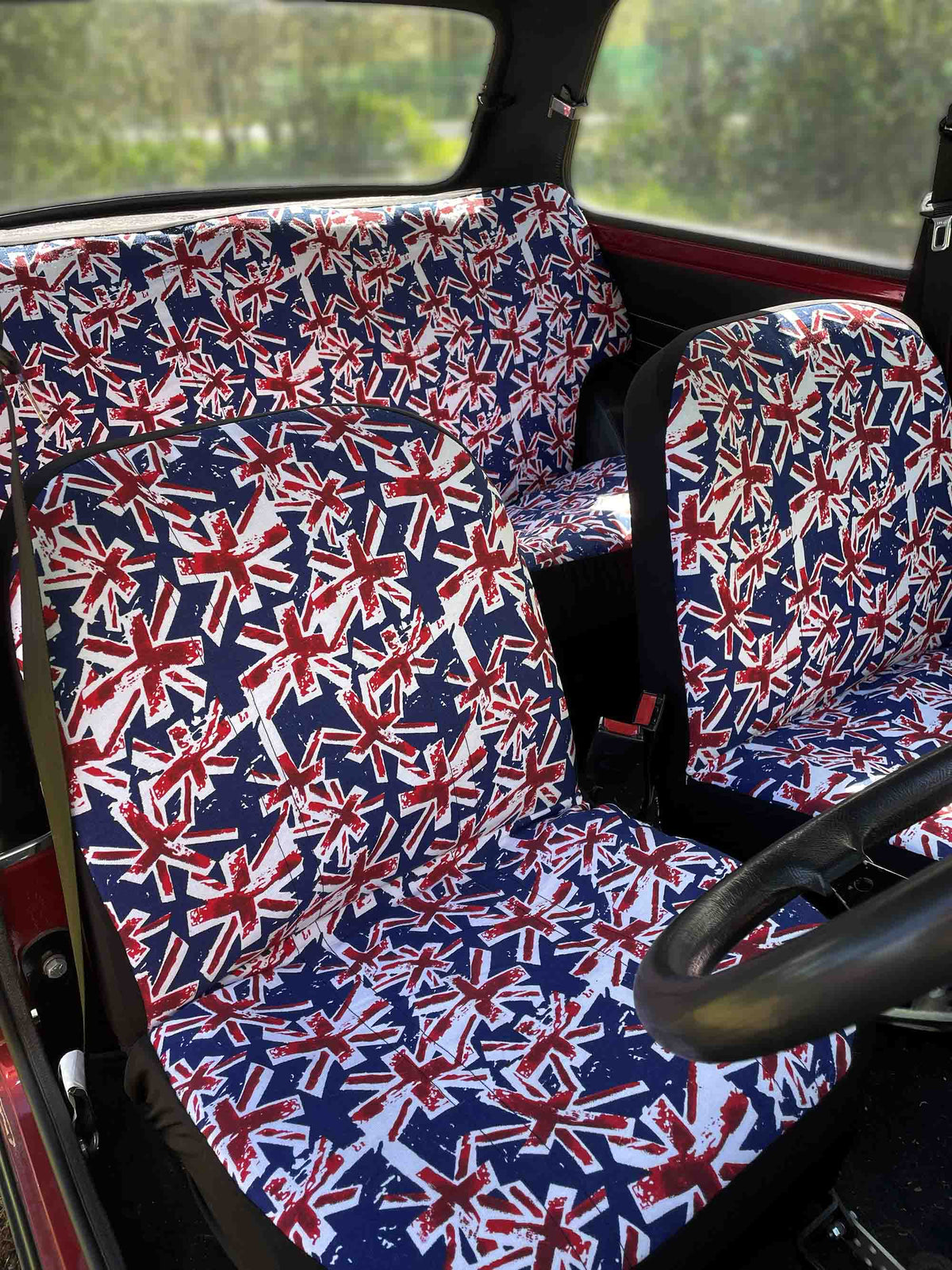 Distressed Union Jack - Classic Mini Front & Back Seat Covers