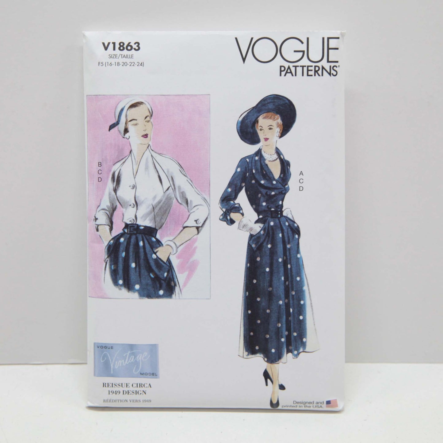 V1863 Vintage Vogue - Misses Blouse, Skirt and Belt