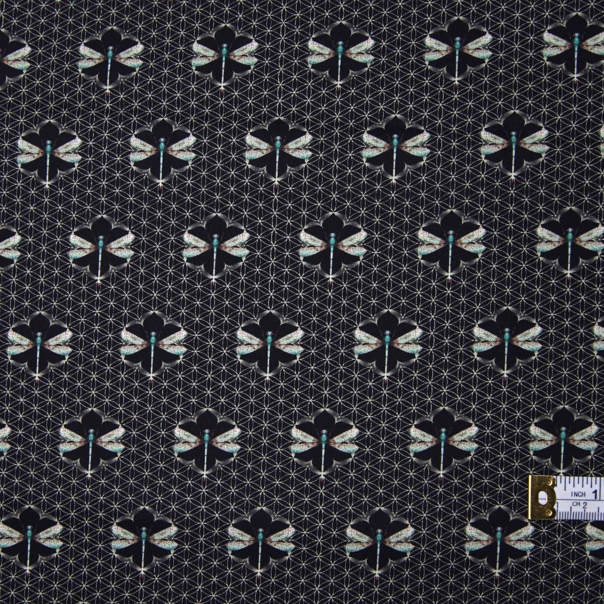 Geometric Dragonfly Pattern Water Lillies - Geometric Dragonflies – Curtis Fabrics